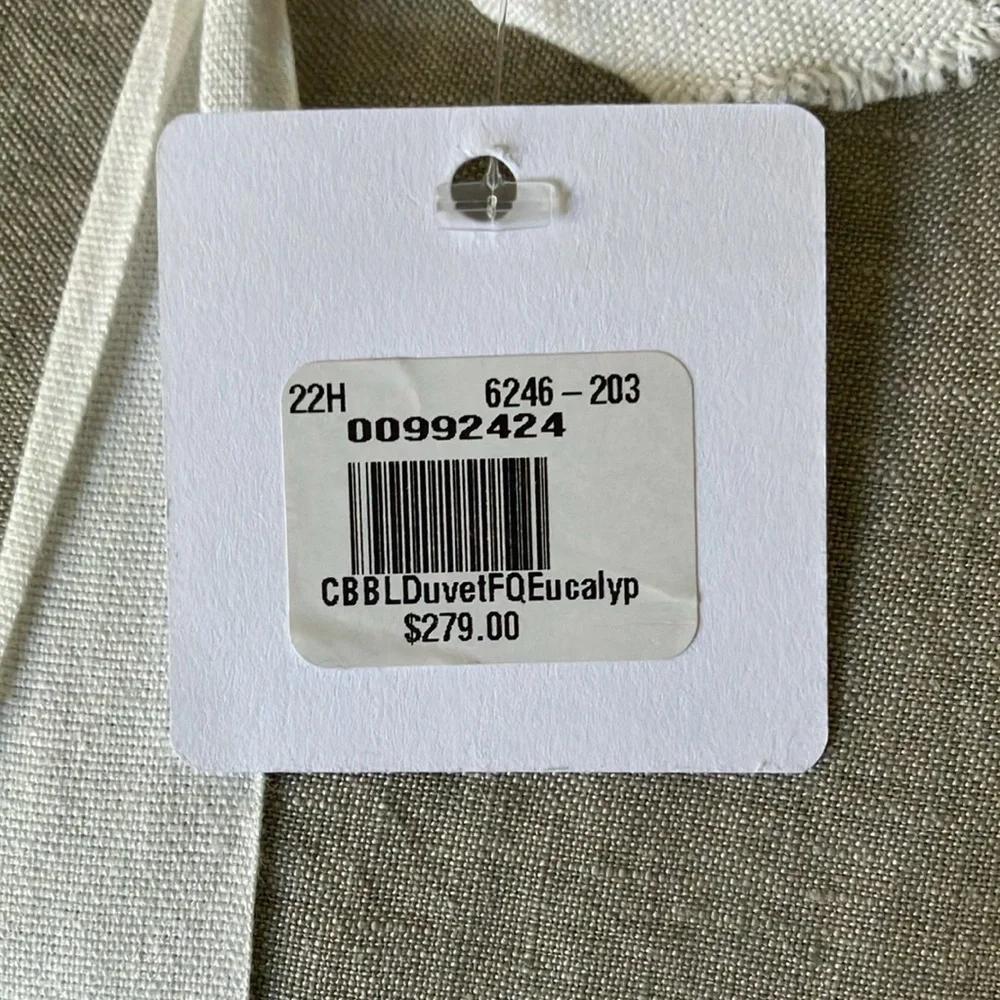 NWT Pottery Barn Full Queen Belgian Flax Linen Hemstitch Duvet /2 Standard Shams - Picture 4 of 9